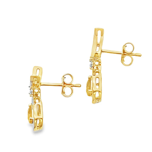 .48ct Citrine Diamond Dangle Earrings 10KT Yellow Gold Bids.com