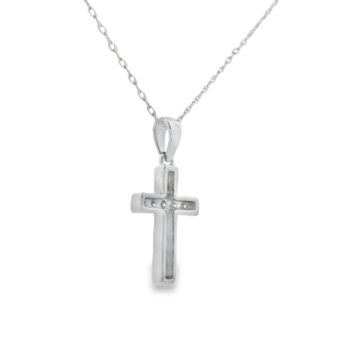 .12ct Diamond Cross Religious Pendant 14KT White Gold Bids.com