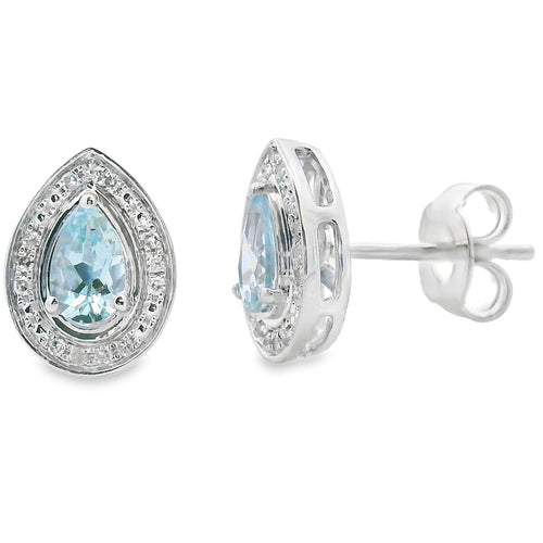 .42ct Aquamarine Diamond Earrings 10KT White Gold Bids.com