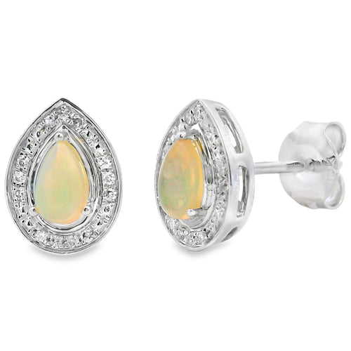 .26ct Opal Diamond Earrings 10KT White Gold Bids.com