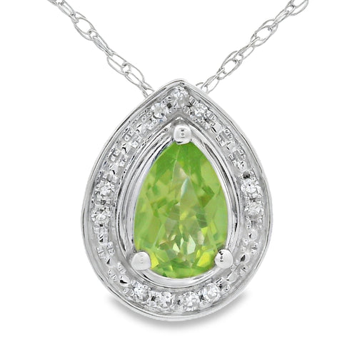 .47ct Peridot Diamond Fashion Pendants 10KT White Gold Bids.com
