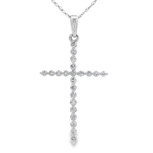 .21ct Diamond Cross Religious Pendant 14KT White Gold Bids.com