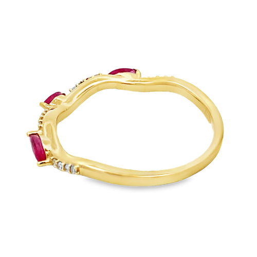 .21ct Ruby Diamond stackable band set 14KT Yellow Gold Bids.com