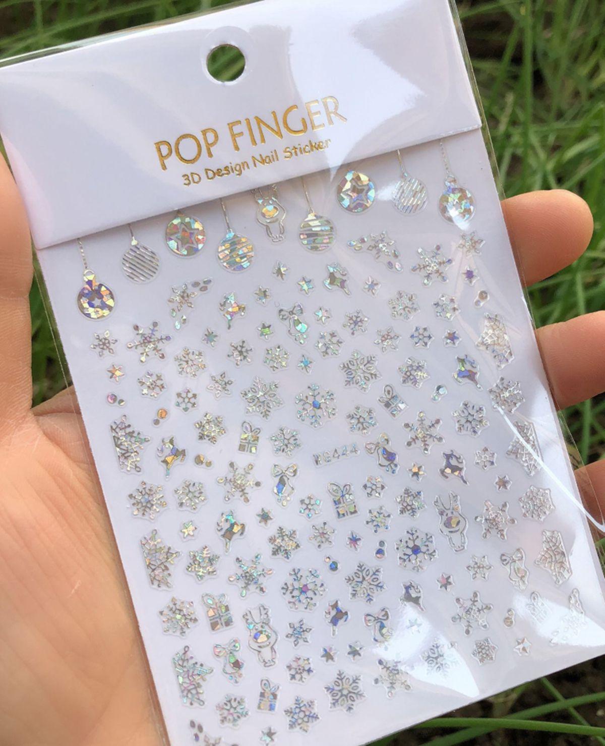 Iridescent Silver Laser Snowflakes 3D Nail Stickers Christmas Self Adhesive Transfer Sliders For Manicures Tips Manicure Woman Decoration Nail Art Nail Ornament Self Adhesive Nail Decals Colorful Nail Sticker Jewelry Design For Nails Sliders Tips