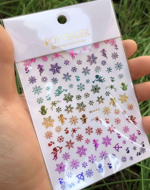 Iridescent Silver Laser Snowflakes 3D Nail Stickers Christmas Self Adhesive Transfer Sliders For Manicures Tips Manicure Woman Decoration Nail Art Nail Ornament Self Adhesive Nail Decals Colorful Nail Sticker Jewelry Design For Nails Sliders Tips