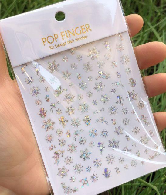 Iridescent Silver Laser Snowflakes 3D Nail Stickers Christmas Self Adhesive Transfer Sliders For Manicures Tips Manicure Woman Decoration Nail Art Nail Ornament Self Adhesive Nail Decals Colorful Nail Sticker Jewelry Design For Nails Sliders Tips