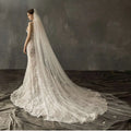 Ivory Lace Bridal Church Wedding Pearl Long Tail Gown