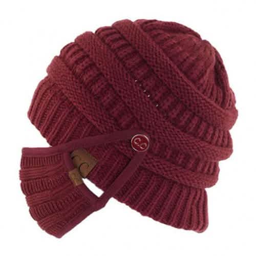 Knit Beanie with Matching Hook-On Mask DailySale