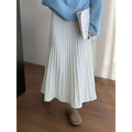 Korean Elastic Waist Knitted Pleated Midi Skirt