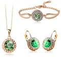Korean Style Pink Crystal Silver Jewelry Set