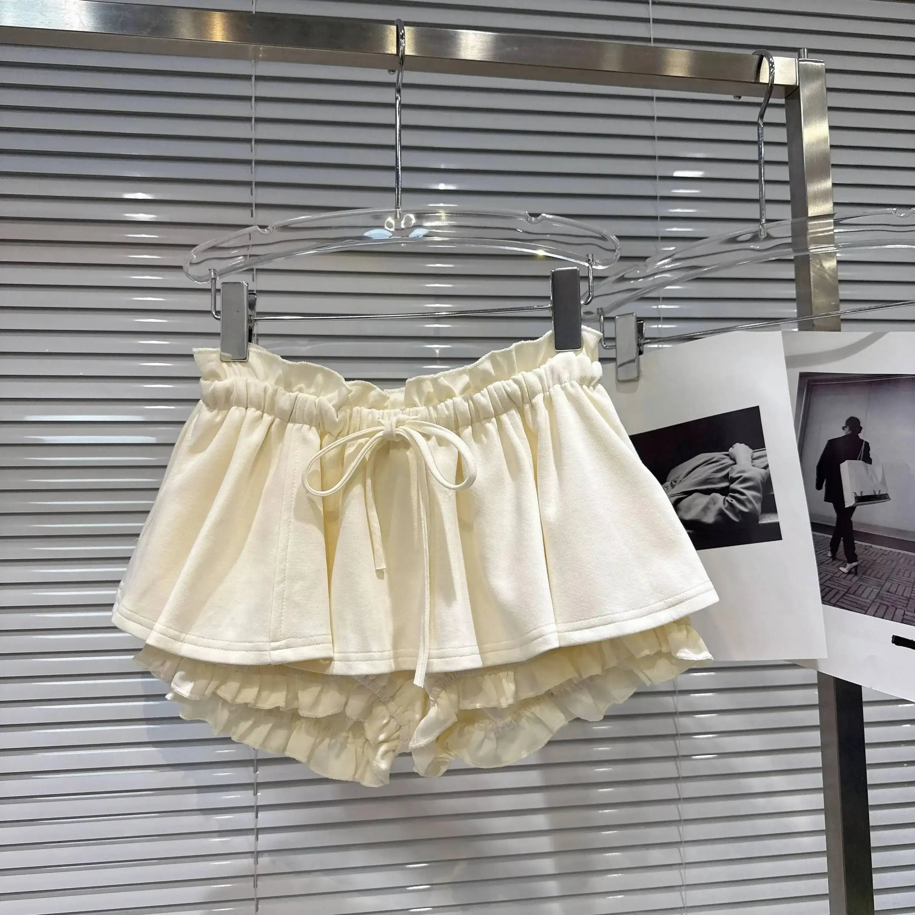 Layered Ruffle Drawstring Mini Skort