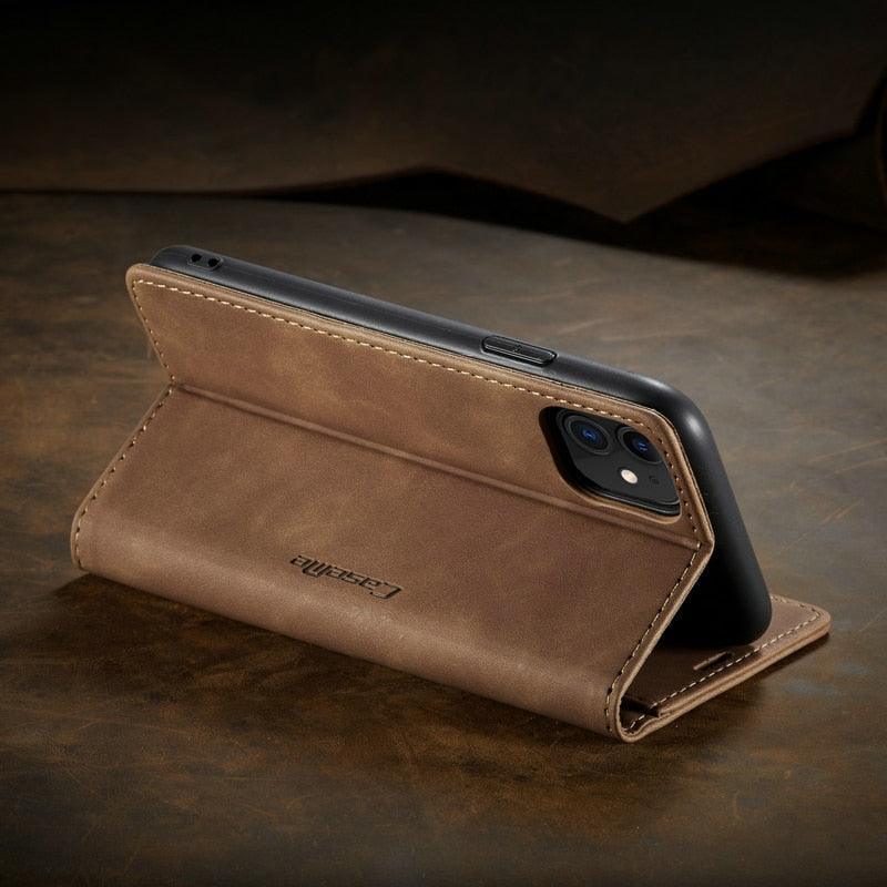 Leather Case For iPhone 14 13 11 12 Mini Pro XS XR Max Luxury Magnetic Flip Phone Case For iPhone Business Classic Wallet Cover Leather Magnetic Flip Back Stand Case/Cover