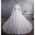 Long Sleeve Lace Wedding Dress with Large Tail