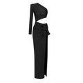 Long Sleeved Hollow Slit Elastic Shoulder Dress