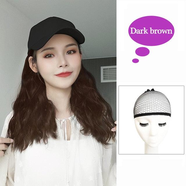 Long Synthetic Baseball Cap Hair Wig Natural Black Cap Hair Extensions Natural Corn Whisker wig Wave Wigs Hat Wig Adjustable Wigs For Black Women Cosplay Wigs For Women Stevvex