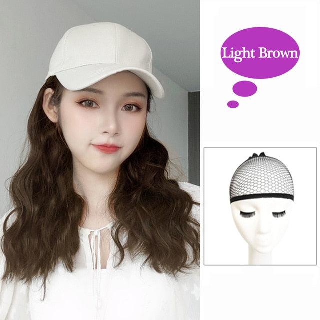 Long Synthetic Baseball Cap Hair Wig Natural Black Cap Hair Extensions Natural Corn Whisker wig Wave Wigs Hat Wig Adjustable Wigs For Black Women Cosplay Wigs For Women Stevvex