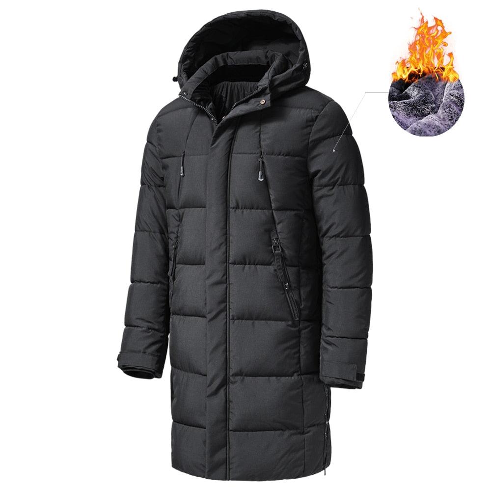 Long Winter Warm Thick Hooded Jacket Coat Windproof Thicken Hooded Coat Comfortable Jacket Men Autumn Outdoor Fashion Classic Windproof Multiple Pockets Men Light Jacket Coat Stevvex