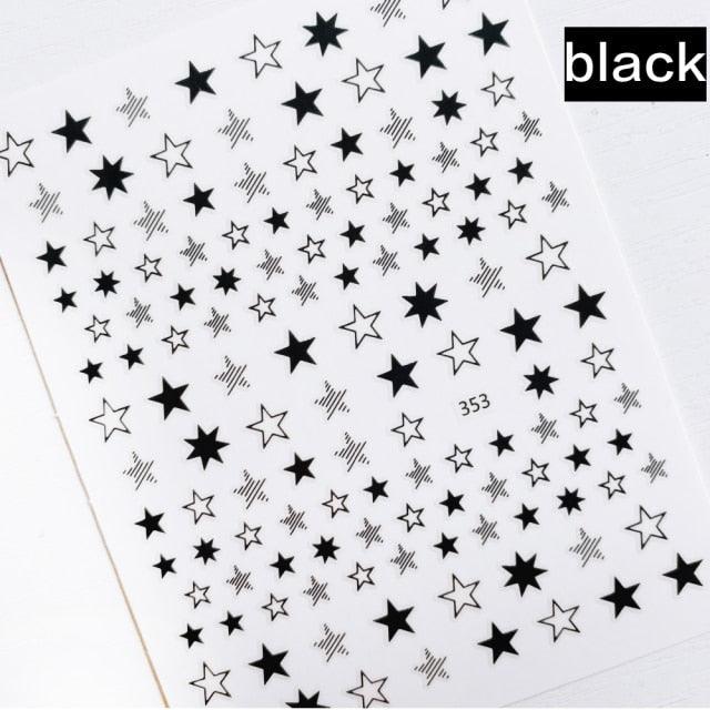 Lovely Stars Geometry 3D Nails Art Sticker Gold Silver Rose gold Ornaments self-Adhesive Sliders Manicure Accessories Decoration for Women Girls Art Stickers Decal Decoration Metallic Curve Strip Line Nail