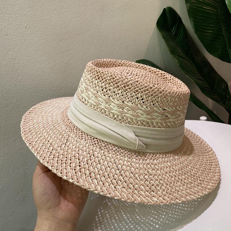 Luxurious New Handmade Straw Beach Hat For Women Summer Hat Luxury Cap Fashion Straw Hat Flat Sun Protection Hats Beautiful Unique Design 55-60cm Stevvex