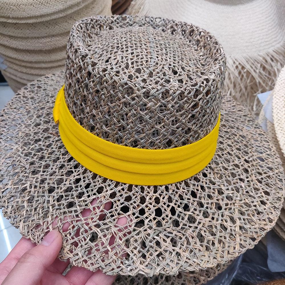 Luxurious New Handmade Straw Beach Hat For Women Summer Hat Luxury Cap Fashion Straw Hat Flat Sun Protection Hats Beautiful Unique Design 55-60cm Stevvex