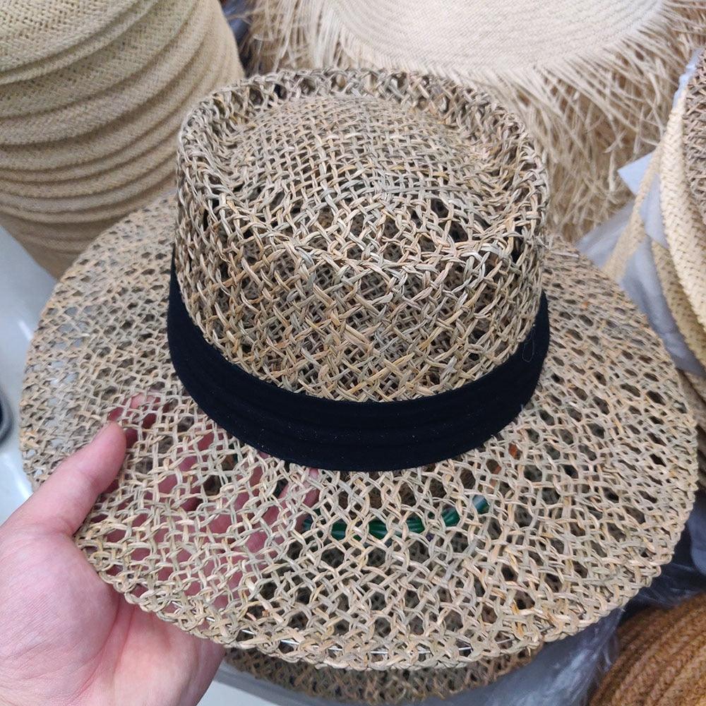 Luxurious New Handmade Straw Beach Hat For Women Summer Hat Luxury Cap Fashion Straw Hat Flat Sun Protection Hats Beautiful Unique Design 55-60cm Stevvex