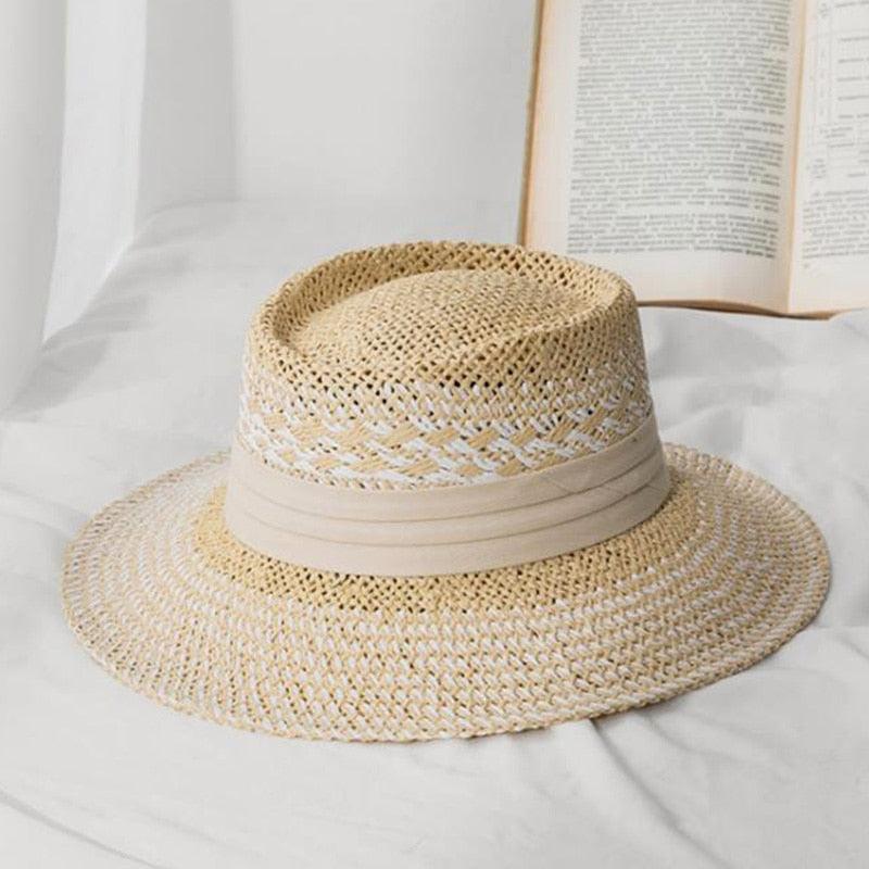 Luxurious New Handmade Straw Beach Hat For Women Summer Hat Luxury Cap Fashion Straw Hat Flat Sun Protection Hats Beautiful Unique Design 55-60cm Stevvex