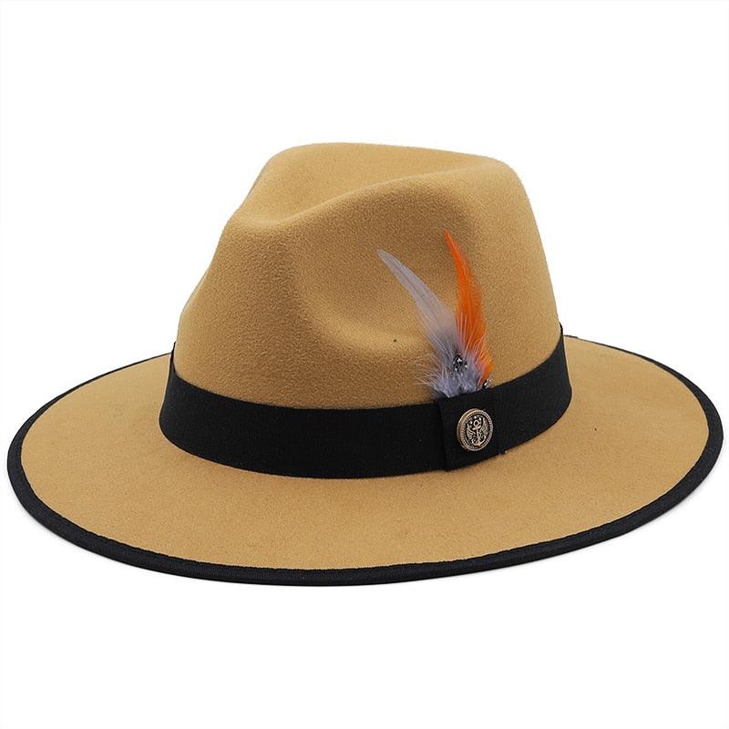 Luxurious Unique Couple Hats Wide Brim Fedora Hat Winter Autumn Trendy Fedora Hat  Women Black Red Wedding Hat With Feather Belts For Hats Men Beautiful Gentleman Elegant Classical Hat Stevvex