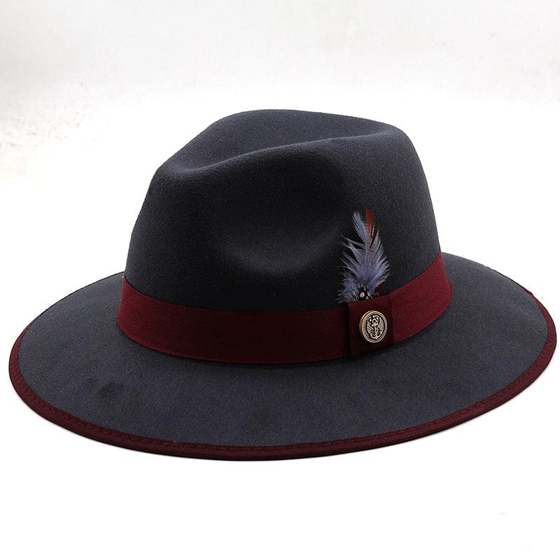 Luxurious Unique Couple Hats Wide Brim Fedora Hat Winter Autumn Trendy Fedora Hat  Women Black Red Wedding Hat With Feather Belts For Hats Men Beautiful Gentleman Elegant Classical Hat Stevvex