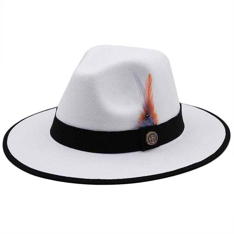 Luxurious Unique Couple Hats Wide Brim Fedora Hat Winter Autumn Trendy Fedora Hat  Women Black Red Wedding Hat With Feather Belts For Hats Men Beautiful Gentleman Elegant Classical Hat Stevvex