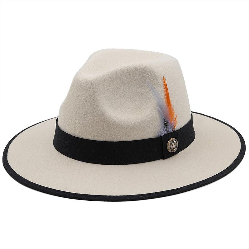 Luxurious Unique Couple Hats Wide Brim Fedora Hat Winter Autumn Trendy Fedora Hat  Women Black Red Wedding Hat With Feather Belts For Hats Men Beautiful Gentleman Elegant Classical Hat Stevvex