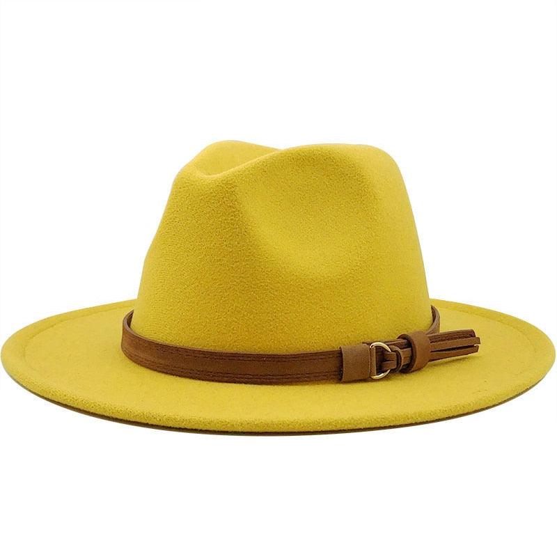 Luxury Fedoras Hats Women Men Fedora Hat Solid Wide Brim Winter Men Hat Autumn Soft Vintage Black Bright Color Cap  UV Protection Wide Brim Men Cap For Safari Beach Golf Stevvex