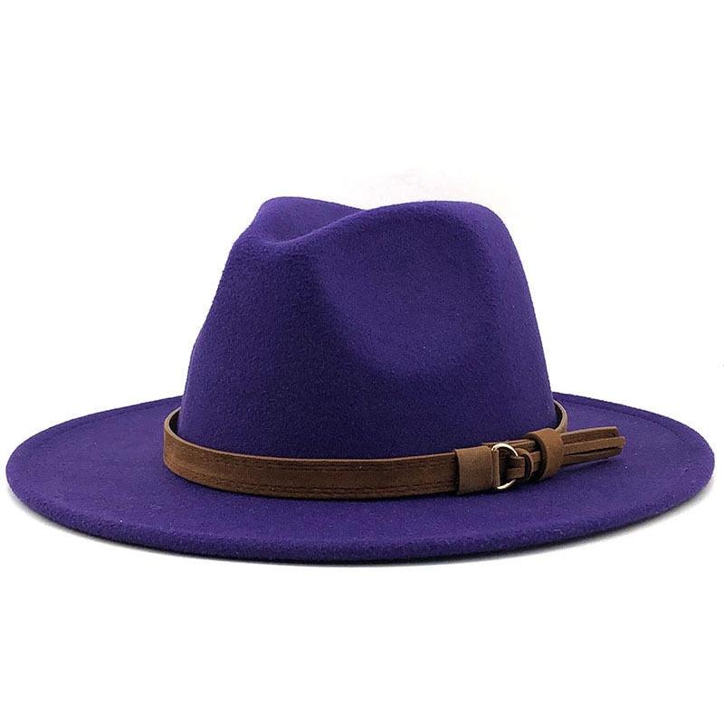 Luxury Fedoras Hats Women Men Fedora Hat Solid Wide Brim Winter Men Hat Autumn Soft Vintage Black Bright Color Cap  UV Protection Wide Brim Men Cap For Safari Beach Golf Stevvex