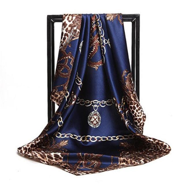 Luxury Long Soft Square Silk Scarves Lightweight Elegant Satin Silk Soft Head Wrap Escharpe Hijab Scarf Muslim Female Silky Shawls Wrap Hair Head Scarves Bandanna For  Women 90*90cm Stevvex