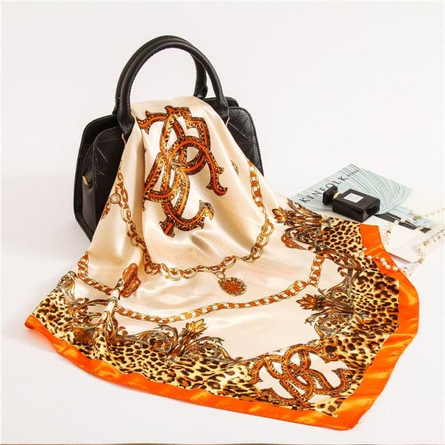 Luxury Long Soft Square Silk Scarves Lightweight Elegant Satin Silk Soft Head Wrap Escharpe Hijab Scarf Muslim Female Silky Shawls Wrap Hair Head Scarves Bandanna For  Women 90*90cm Stevvex