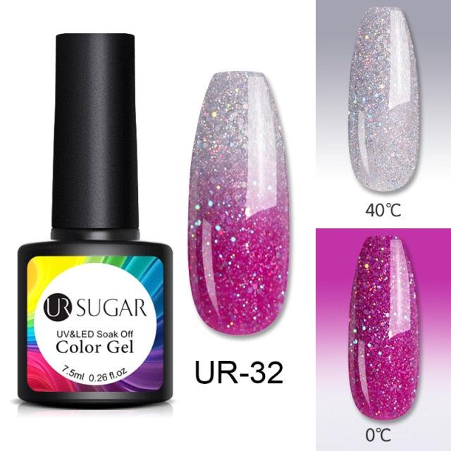 Luxury Modern Elegant Colorful Diamond Gel Nail Polish UV Temperature Color Changing Elegant Fashion Rainbow Colors For Womens