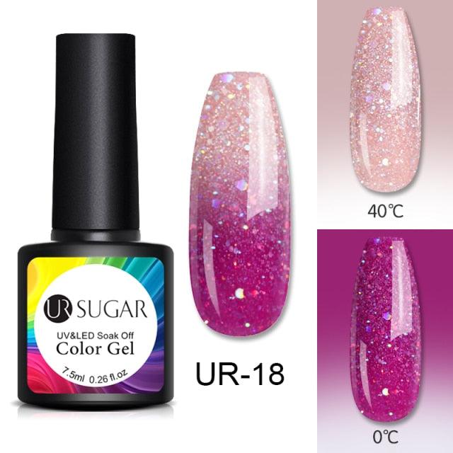 Luxury Modern Elegant Colorful Diamond Gel Nail Polish UV Temperature Color Changing Elegant Fashion Rainbow Colors For Womens