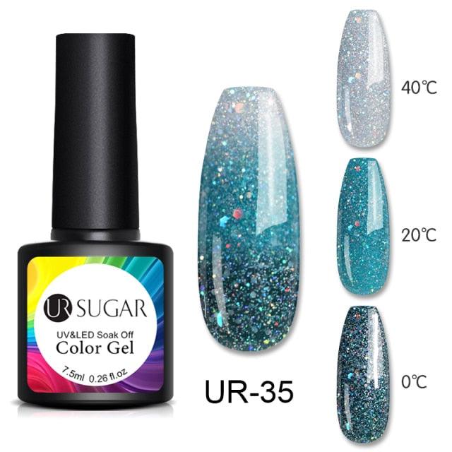 Luxury Modern Elegant Colorful Diamond Gel Nail Polish UV Temperature Color Changing Elegant Fashion Rainbow Colors For Womens