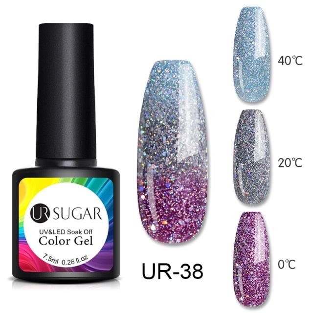 Luxury Modern Elegant Colorful Diamond Gel Nail Polish UV Temperature Color Changing Elegant Fashion Rainbow Colors For Womens