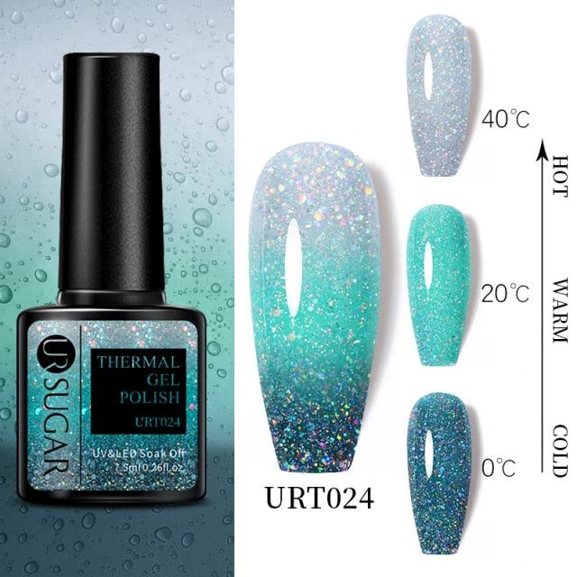 Luxury Modern Elegant Colorful Diamond Gel Nail Polish UV Temperature Color Changing Elegant Fashion Rainbow Colors For Womens