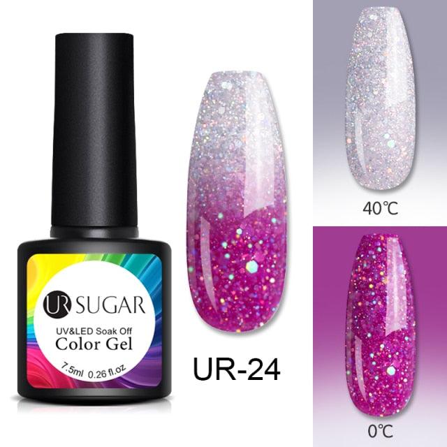 Luxury Modern Elegant Colorful Diamond Gel Nail Polish UV Temperature Color Changing Elegant Fashion Rainbow Colors For Womens