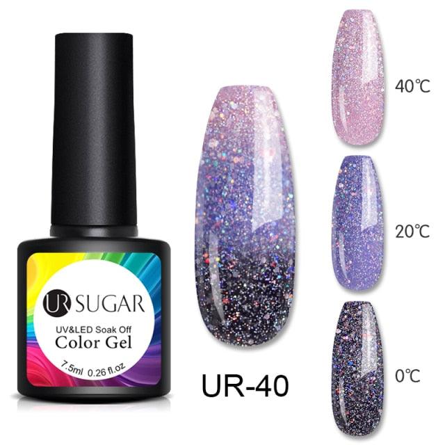 Luxury Modern Elegant Colorful Diamond Gel Nail Polish UV Temperature Color Changing Elegant Fashion Rainbow Colors For Womens