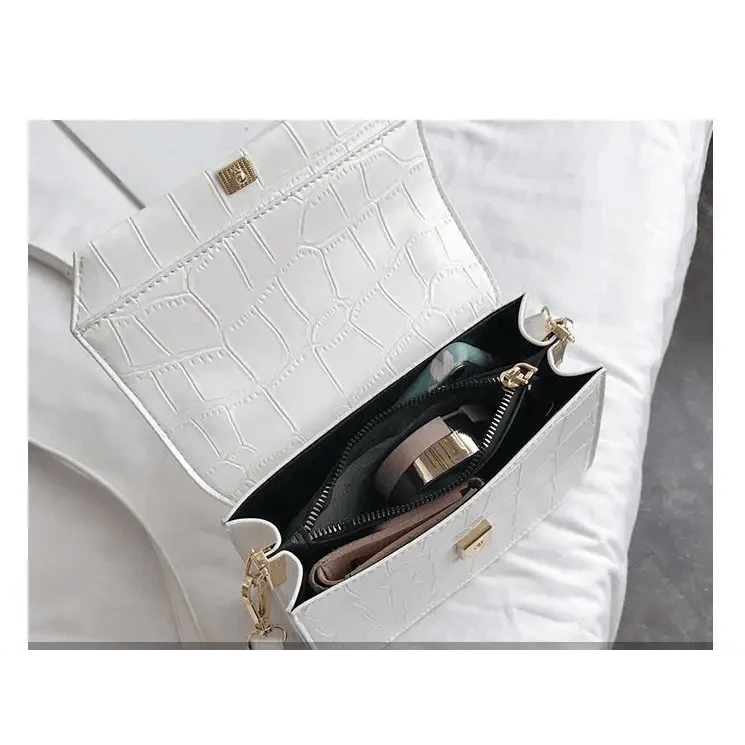 Luxury Snow White Crossbody Bags For Women And Girls Small PU Leather Handbag - Ladies Designer Evening Bags