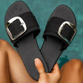 Luxury Summer Leopard Design Women's Slippers Shoes Summer Flat Woman Fashion Buckle Peep Toe Flat Shoes Adjustable Buckle Strap Casual Comfort Footbed Slides Sandals For Indoor And Outdoor Beach
