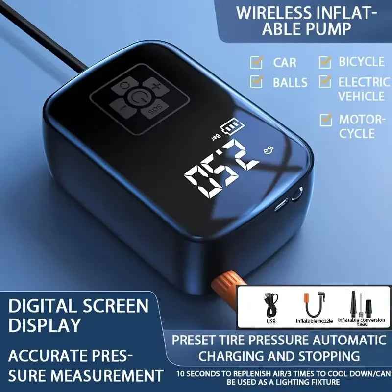 Wireless Digital Air Pump – Car, Bike, Sports, Emergency