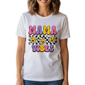 Colorful Smiley Daisies Mama Graphic Tee Soft Ring-Spun Cotton Everyday Style Top