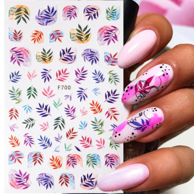 Maple Leaves 3D Nail Stickers Fall Leaf Flowers Line Sliders For Nails Self Adhesive Stickers Autumn Manicuring Decals Transfer Nail Decals Sticker For Pretty Girl Self-Adhesive Nail Decals Designer Nail Stickers for Acrylic