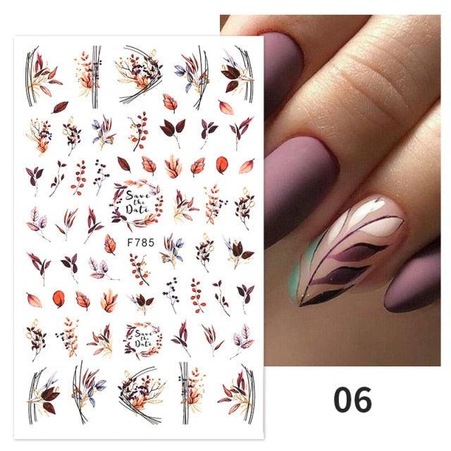 Maple Leaves 3D Nail Stickers Fall Leaf Flowers Line Sliders For Nails Self Adhesive Stickers Autumn Manicuring Decals Transfer Nail Decals Sticker For Pretty Girl Self-Adhesive Nail Decals Designer Nail Stickers for Acrylic