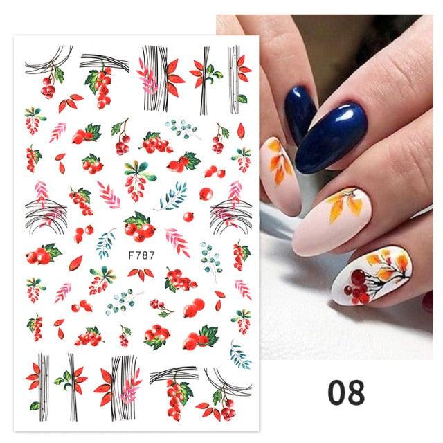 Maple Leaves 3D Nail Stickers Fall Leaf Flowers Line Sliders For Nails Self Adhesive Stickers Autumn Manicuring Decals Transfer Nail Decals Sticker For Pretty Girl Self-Adhesive Nail Decals Designer Nail Stickers for Acrylic
