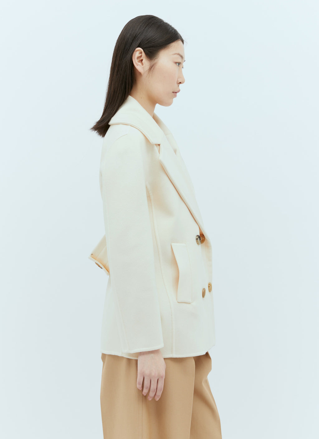 Max Mara Women Wool And Cashmere Pea Coat