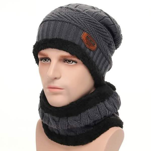 Men And Women Knitted Winter Scarf & Hat Fleece Lined Bonnet Beanies DailySale
